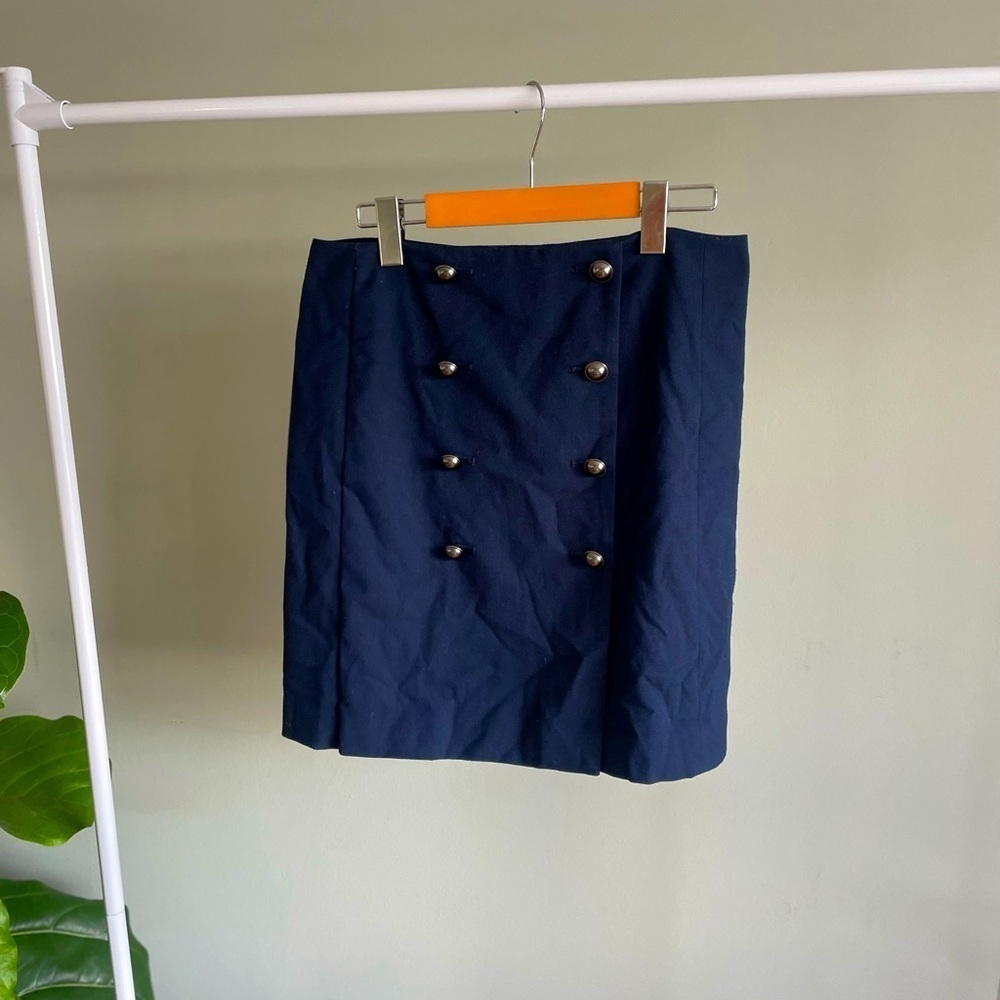 Banana Republic Navy Mini Skirt with Buttons Size 6 Petite